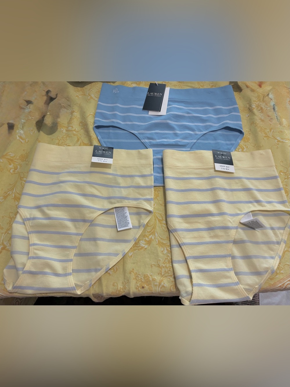 Ralph Lauren Seamless Highrise Panties,size Medium. 2 Cornhusk & 1 Dusk Blue NWT